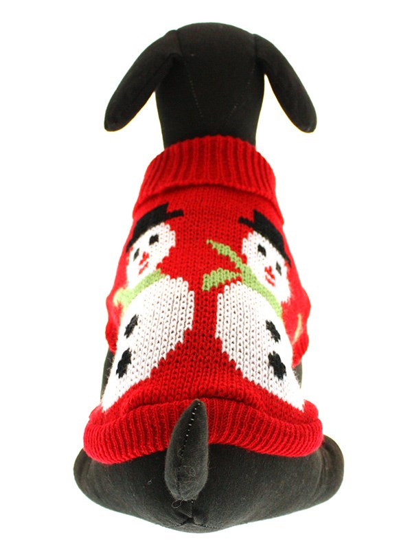 Snowman Röd - Stickad Hundtröja