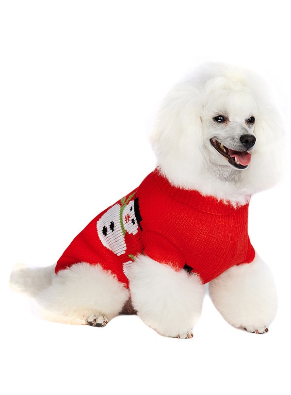 Snowman Röd - Stickad Hundtröja