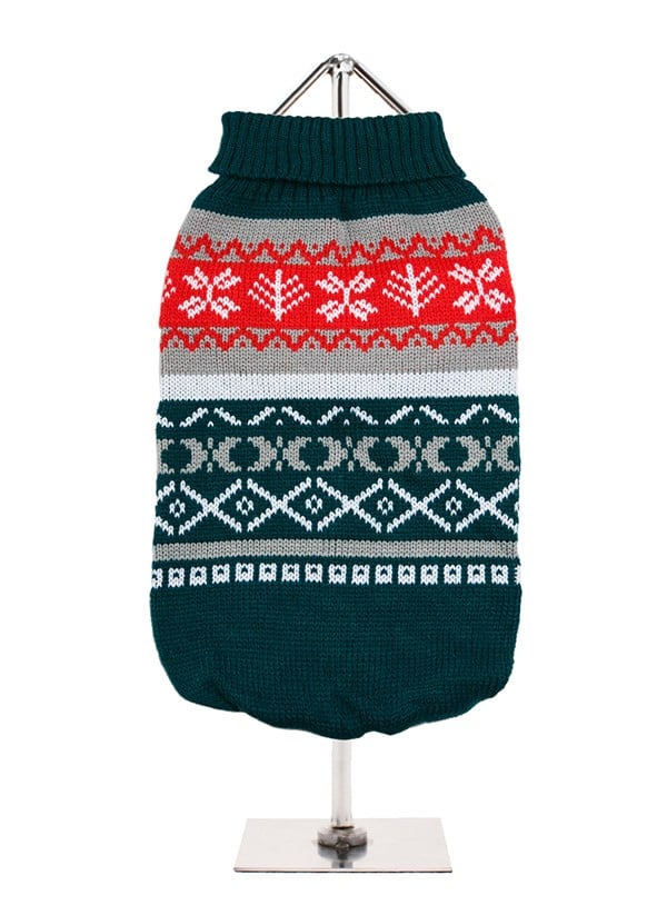 Green Fair Isle Vintage - Stickad Hundtröja