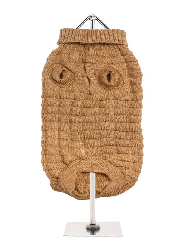 Brown Waffle Textured Stickad Hundtröja