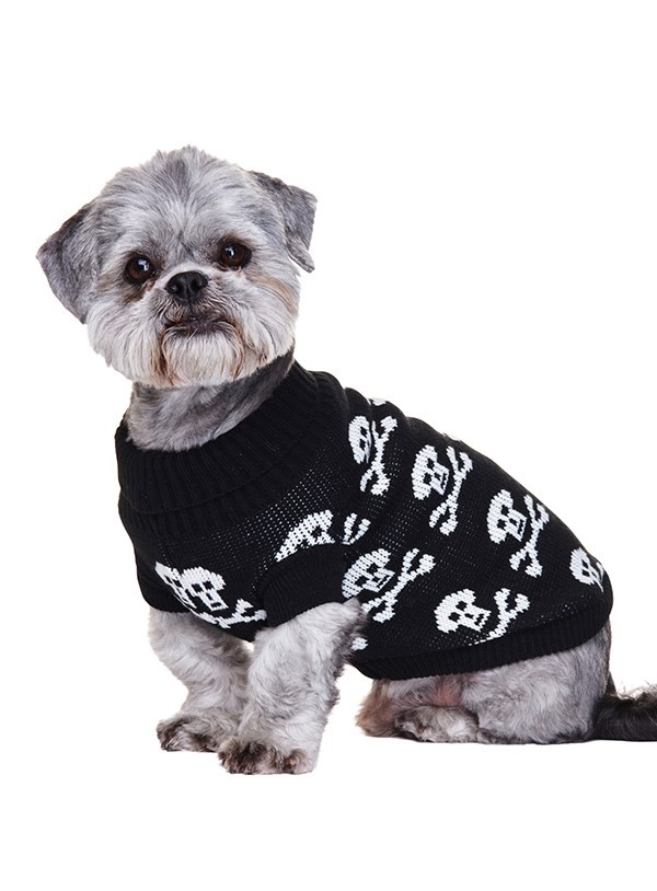 Black Skull - Stickad Hundtröja