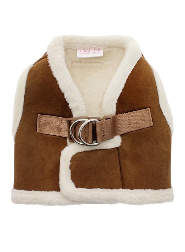 Luxury Brown & Cream Faux Shearling Hundsele