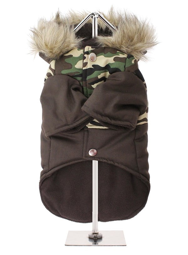 Two-Tone Camouflage Quilted Parka Hundjacka