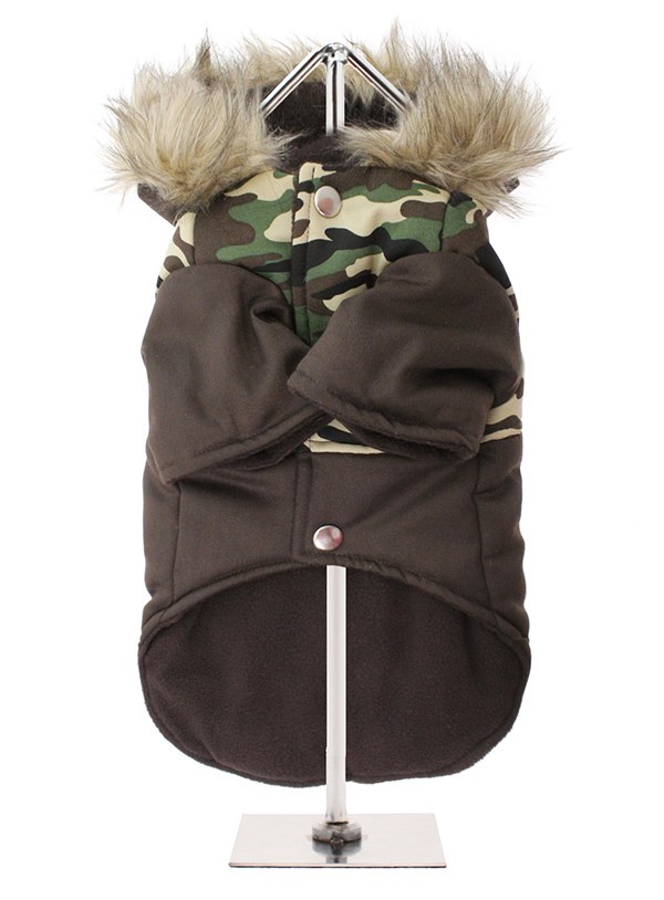 Two-Tone Camouflage Quilted Parka Hundjacka
