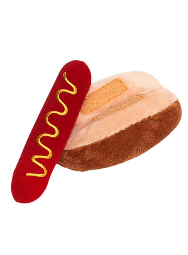 Hotdog Plush & Squeaky Hundleksak