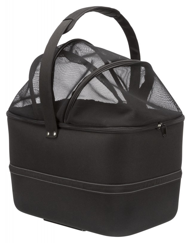 Cykelkorg front med nät och regnskydd Svart