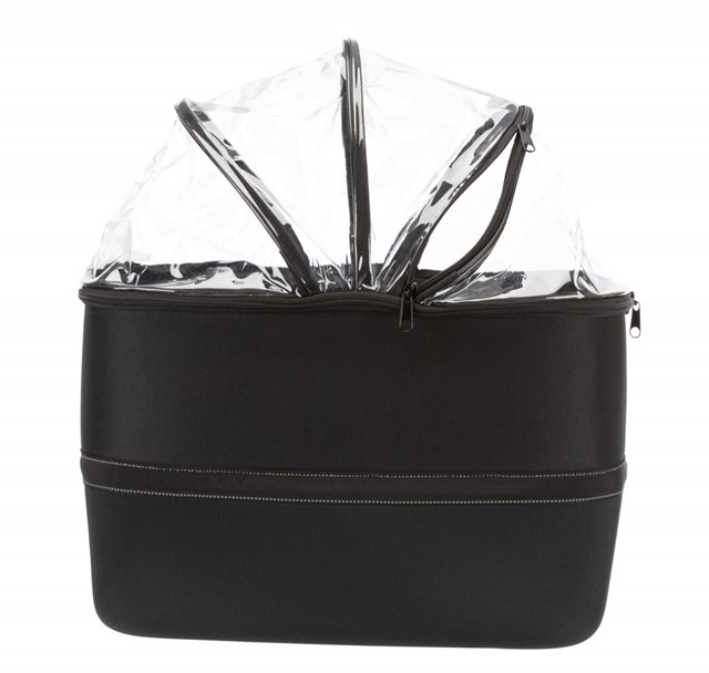 Cykelkorg front med nät och regnskydd Svart