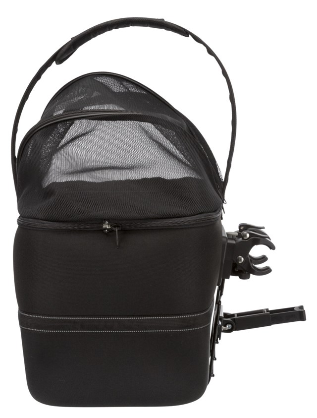 Cykelkorg front med nät och regnskydd Svart