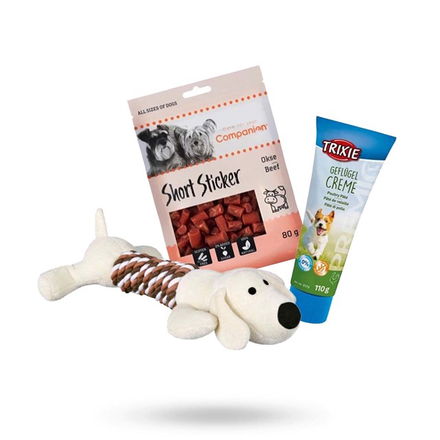 Kit med Flossdjur, Premio Fågelpaté 110g & Beef Sticks 80g
