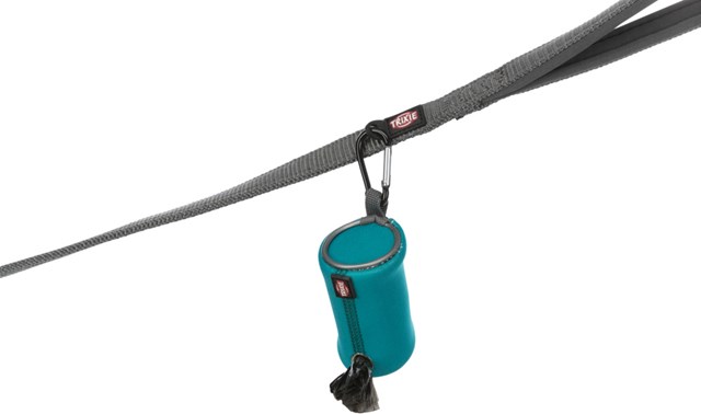 Neopren Bajspåsehållare med karbinhake inkl 20 påsar