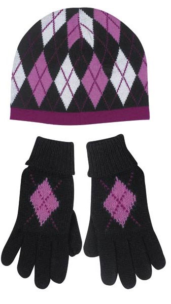 Andover Argyle Hat and Gloves Owner Set - Rosa