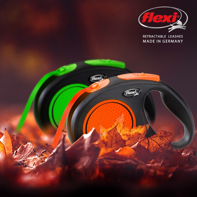 Flexi New Neon Koppel Med Band 5 m - Grön