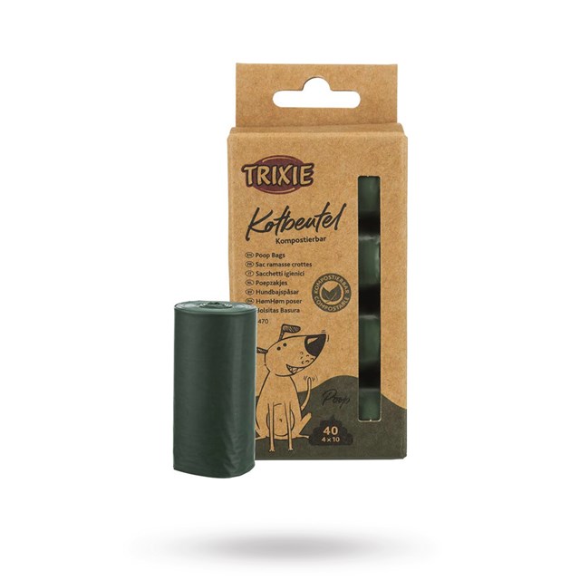 Komposterbara Bajspåsar 4 rullar x 10 st - Skogsgrön