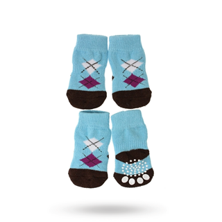 Blue/black Argyle - Hundstrumpor Med Antiglid