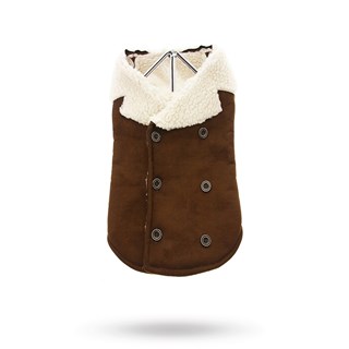 Brown Shearling Aviator Hundjacka