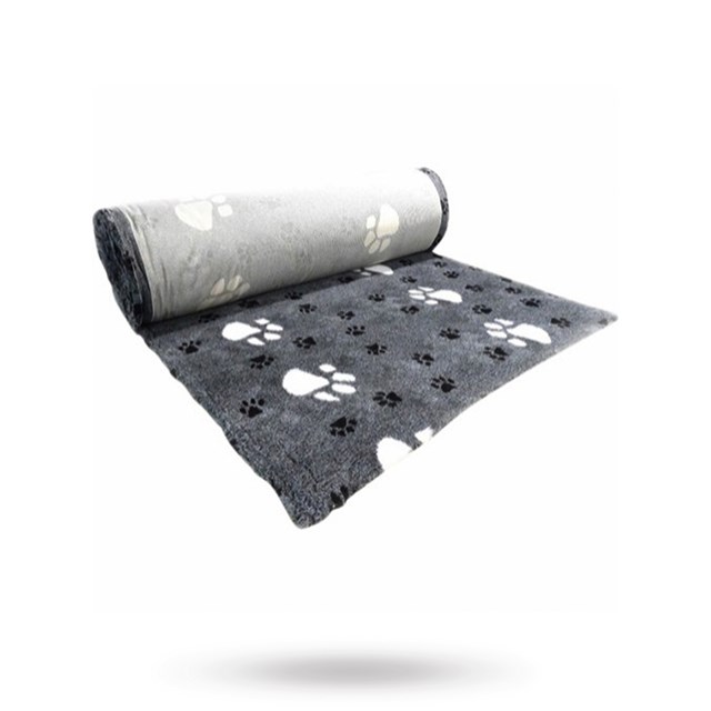 Companion ProFleece Hundfäll - Grå/Svart Med Tassar 100x75 cm