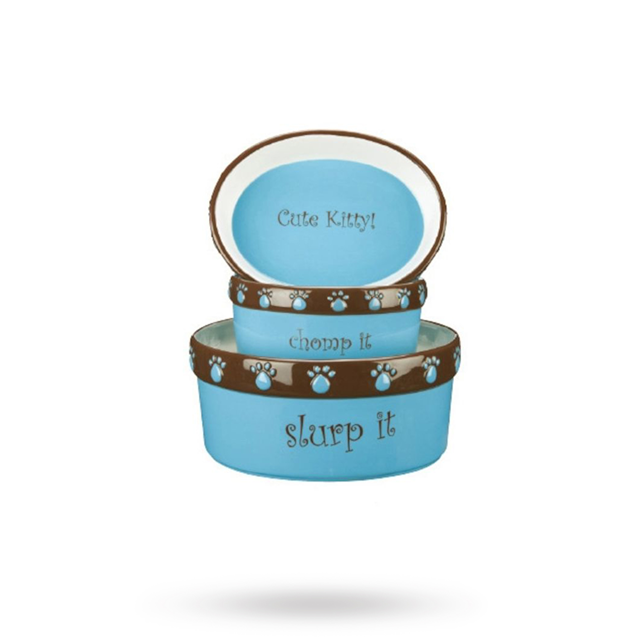 Cutie Paw Oval Dishes Kitty Blue