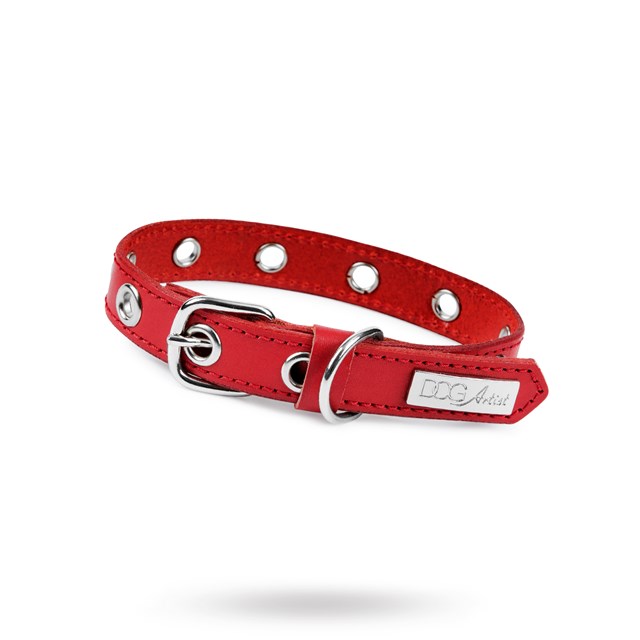 ROCK Red - Läder Hundhalsband