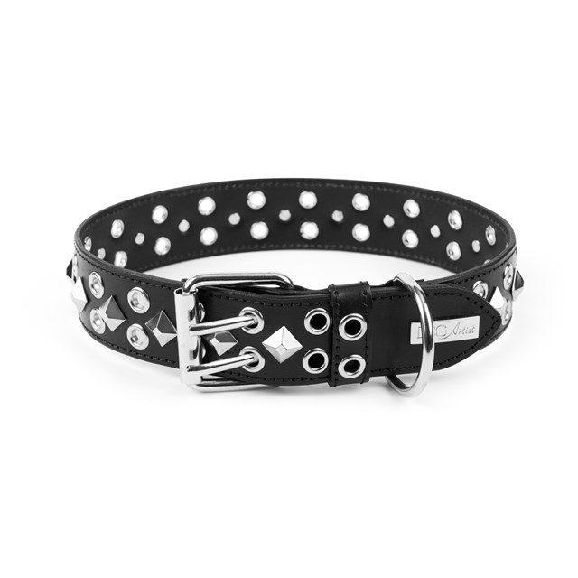 MAGIC Black - Läder Hundhalsband