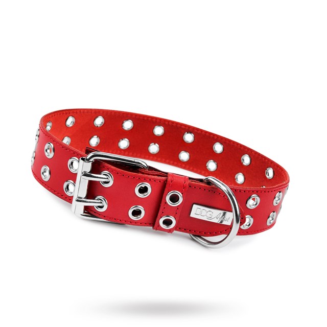 ROCK Red - Läder Hundhalsband