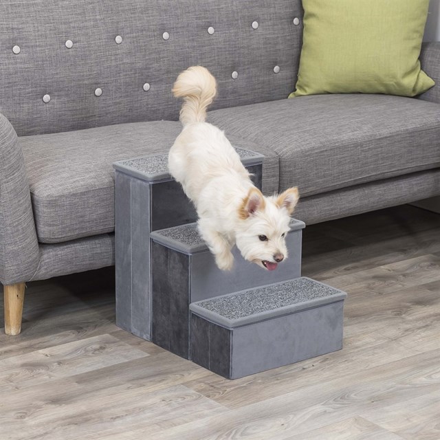 Hundtrappa med förvaring - Grå