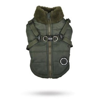 Donavan Khaki - Fodrat Hundtäcke Med Integrerad Sele