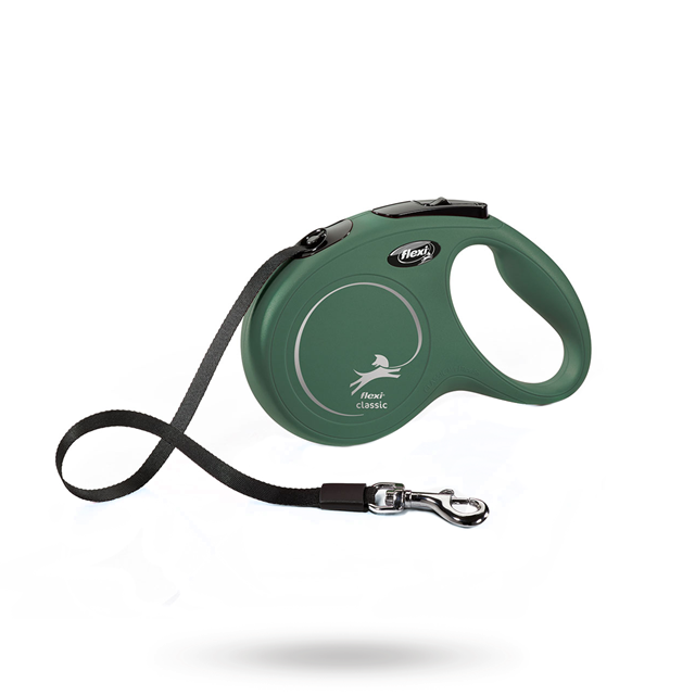 Flexi New Classic Koppel Med Band 5 m - Olivgrön