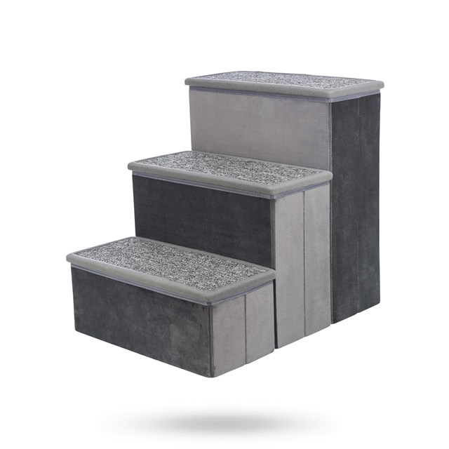 Hundtrappa med förvaring - Grå