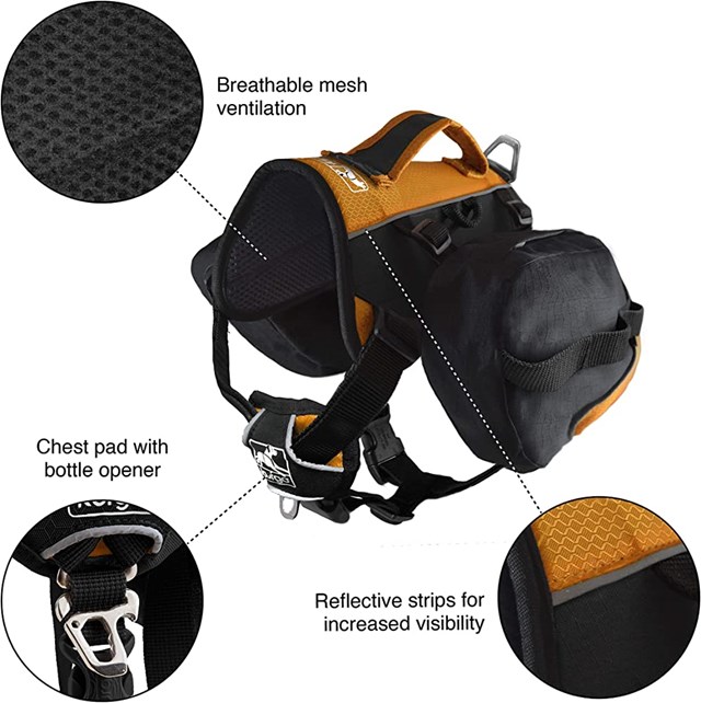 Kurgo Baxter Backpack Klövjeväska - Svart/Orange