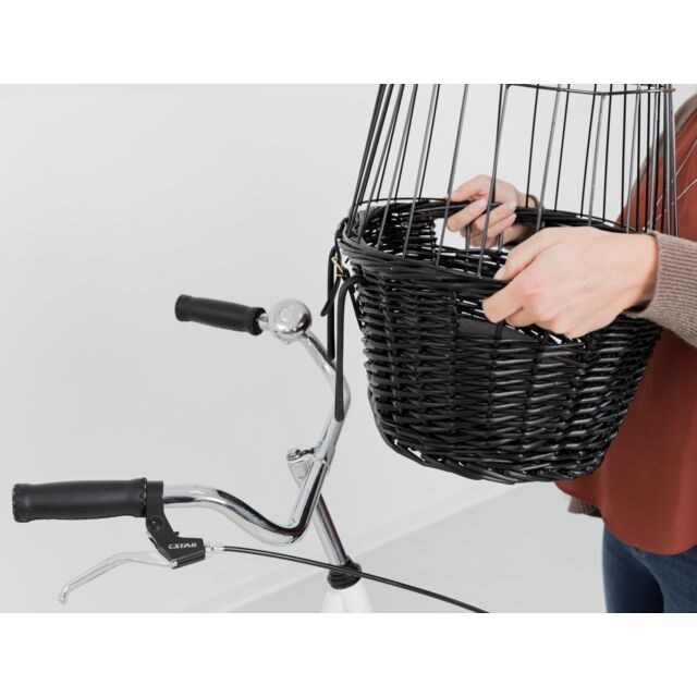 Cykelkorg med galler för hundar upp till 5 kg - svart