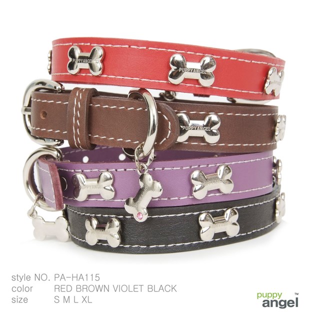 Silver Bone Leather halsband - Svart