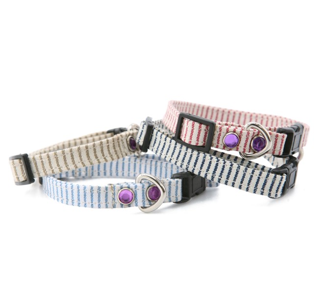 Original Randigt Halsband + Koppel Beige