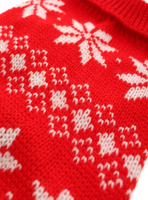 Red Snowflake Röd - Stickad Hundtröja