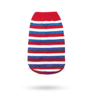 Röd, Vit & Blå Randig - Stickad Hundtröja