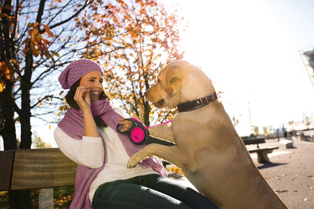 Flexi New Neon Koppel Med Band 5 m - Rosa