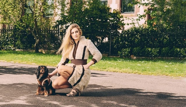 Luxury Brown & Cream Faux Shearling Hundsele