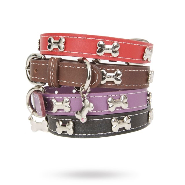 Silver Bone Leather halsband - Svart