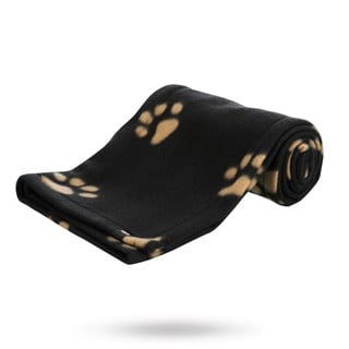 Trixie Barney Fleece Filt - Svart Med Tass 100x70 Cm