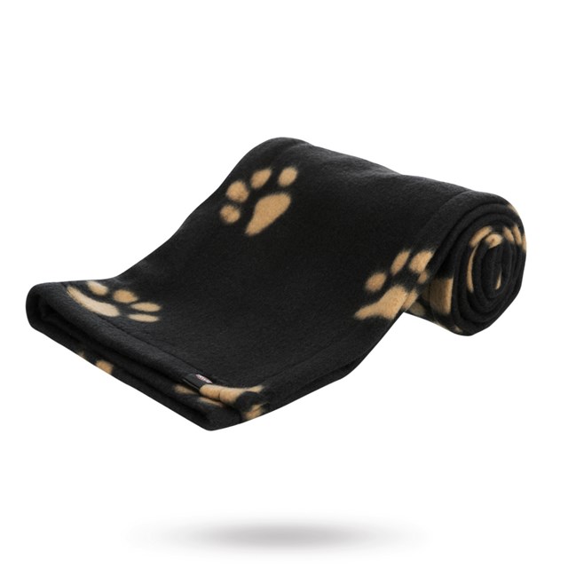 Trixie Barney Fleece Filt - Svart Med Tass 100x70 cm