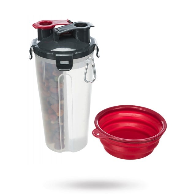 TRIXIE FLASKA MED FODER- OCH VATTENBEHÅLLARE + RESESKÅL