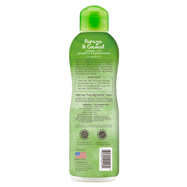 Tropiclean Papaya & Coconut Luxury Shampoo & Balsam 2in1 355 ml