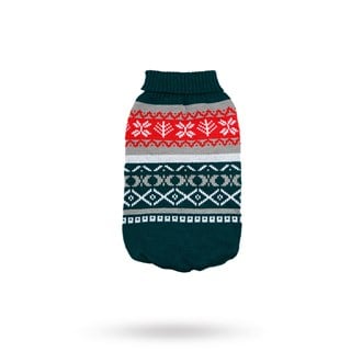 Green Fair Isle Vintage - Stickad Hundtröja