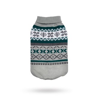 Grey Fair Isle Vintage Sweater - Stickad Hundtröja