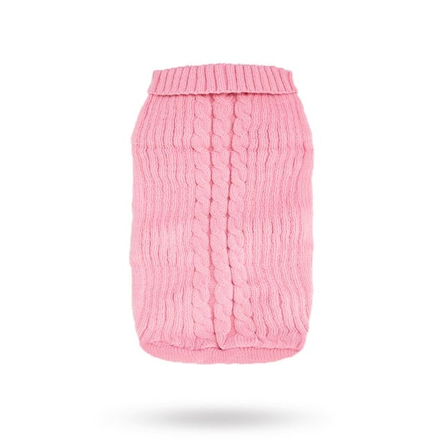 Rosa Kabelstickad Hundtröja