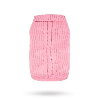 Rosa Kabelstickad Hundtröja