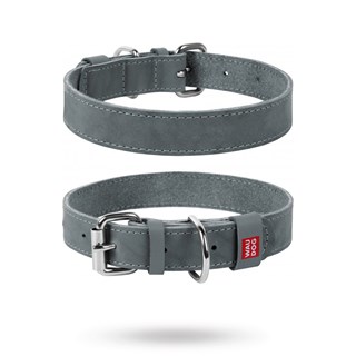 Waudog Classic - Läderhalsband Grå