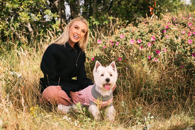 Pink Star - Stickad hundtröja